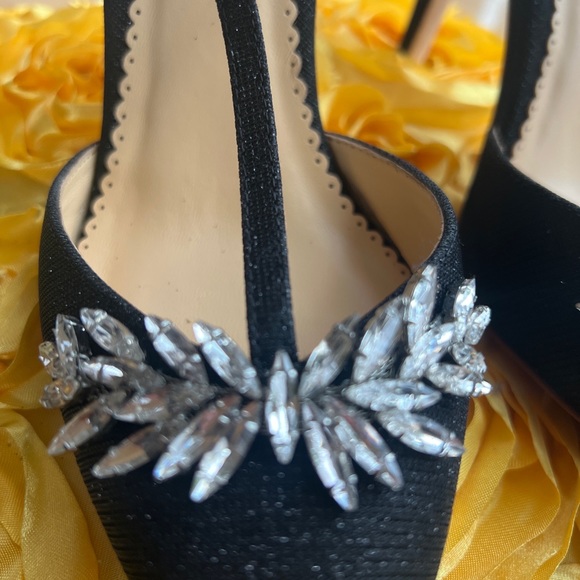 Elsa Black Sequin Shoes - Embellished Crystal Evening Heels BELLA BELLE SHOES 36  US 6 Glittery Black W/RHINESTONES Beautiful And Elegant